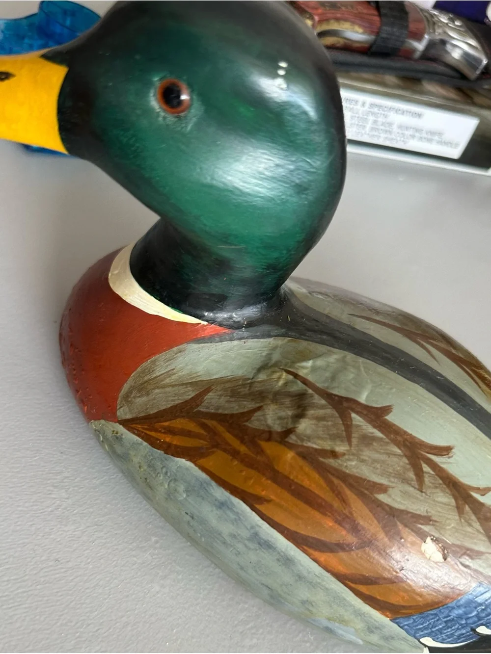 Vintage Hand-Painted Mallard Duck Décor - Green and Brown